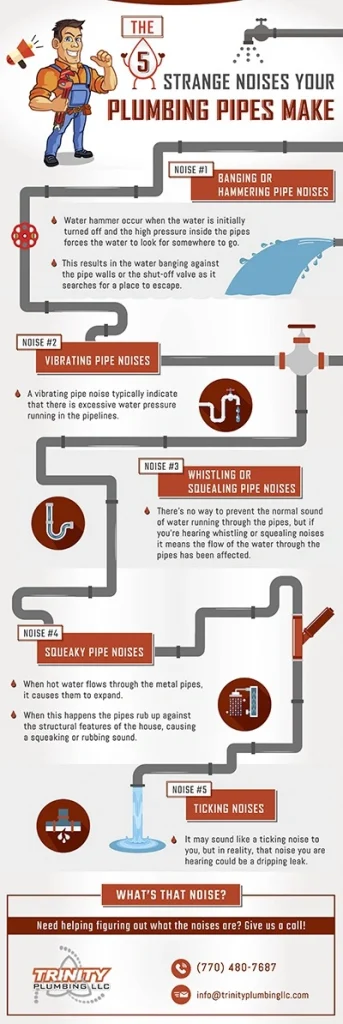 strange noises your plumbing pipes make trinity plumbing infographic