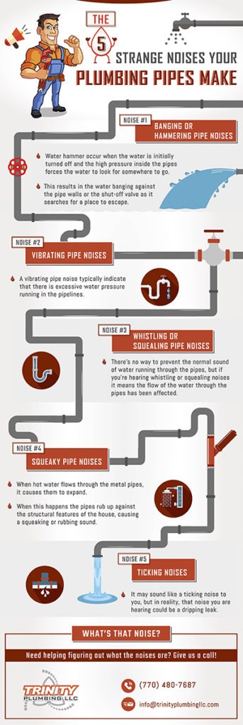 strange noises your plumbing pipes make trinity plumbing infographic