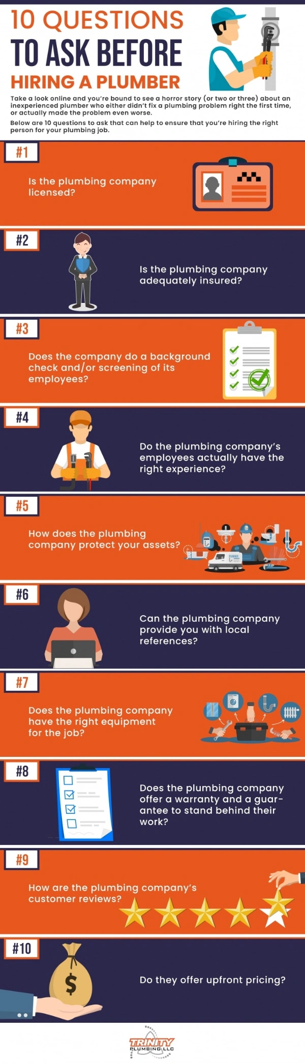 infographic 10 questions to ask before hiring a plumber