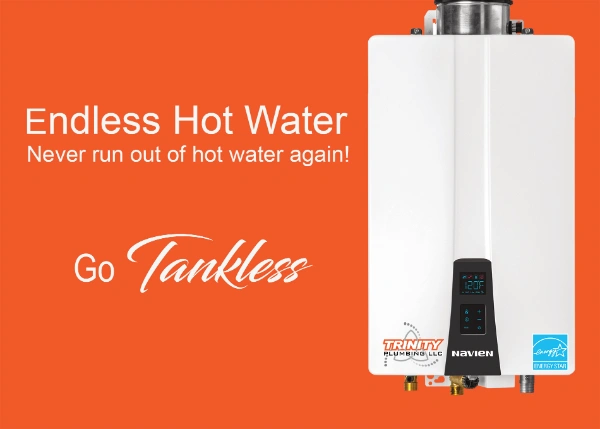 Tankless water heater endless hot water trinity plumbing